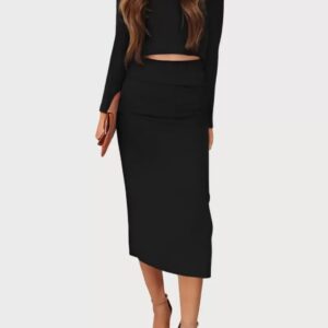 Conjunto de dos piezas de saya larga y mangas largas