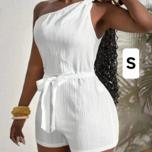 Enterizo corto de un solo hombro atado en la cintura