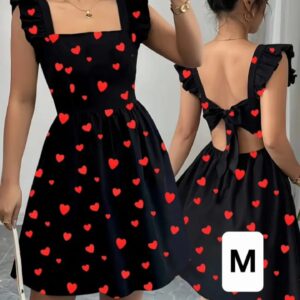 Vestido corte A con espalda descubierta y lazo en la espalda