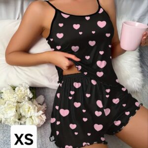 Pijama de 2 piezas corazones rosa